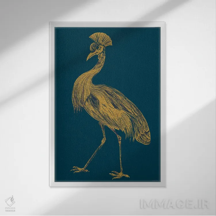 تابلو دکوراتیو درنای زراندود اثر کندون کریشنز - نمای قابدار سفید