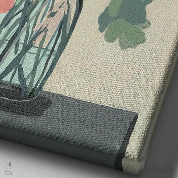 تابلو انتزاعی برش صورتی ملایم اثر کندون کریشنز - نمای نزدیک بافت بوم