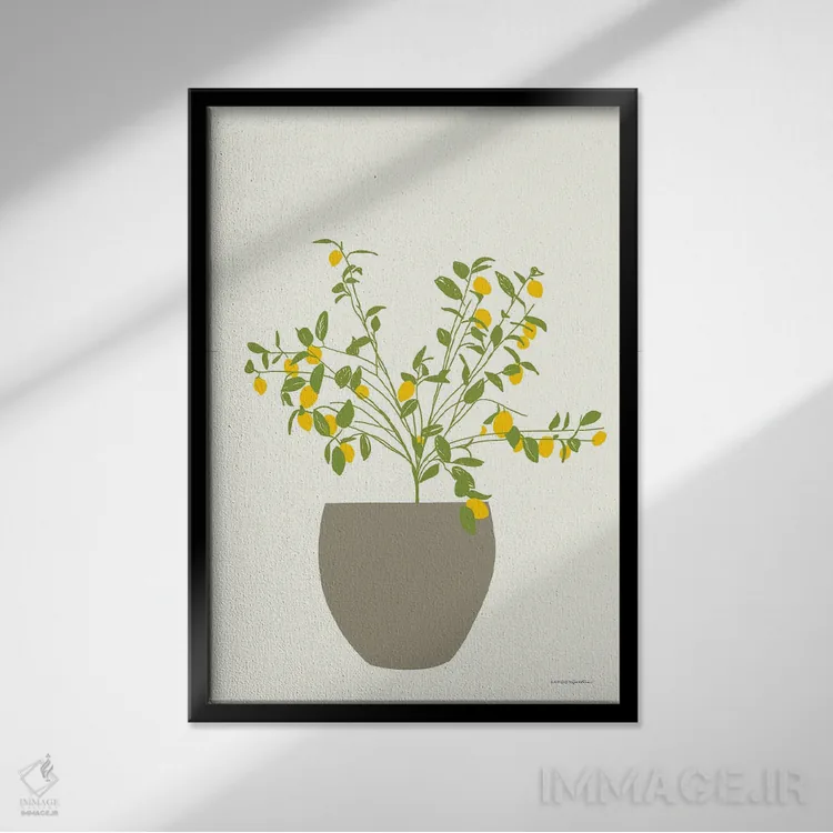 تابلو مینیمال درخت لیمو اثر کندون کریشنز - نمای قابدار مشکی