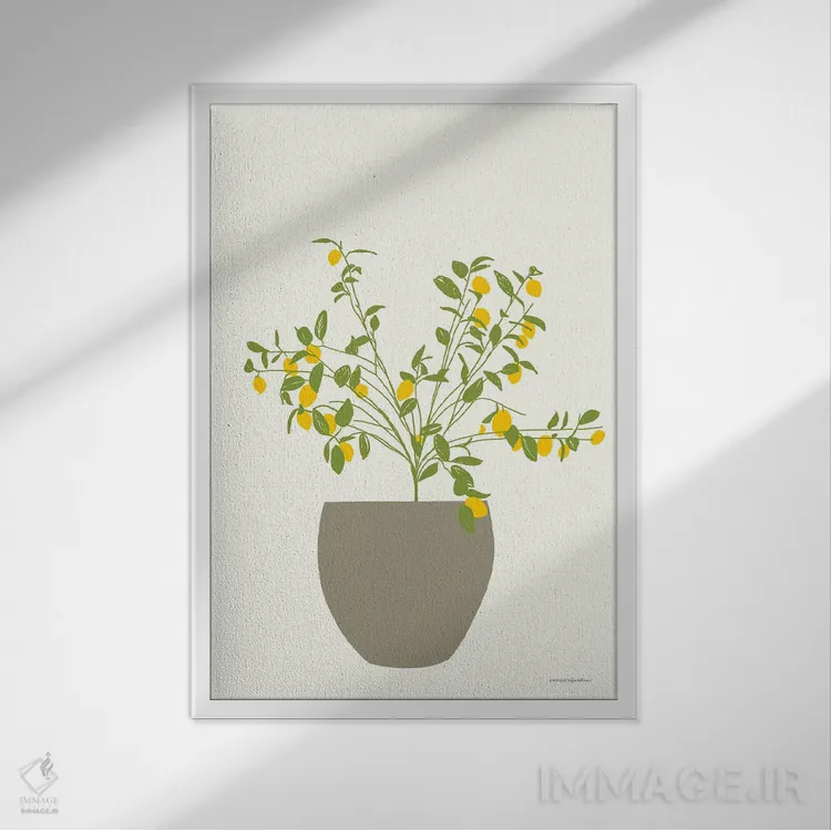 تابلو مینیمال درخت لیمو اثر کندون کریشنز - نمای قابدار سفید