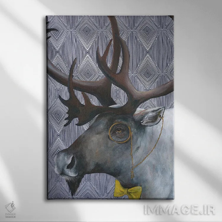 تابلو مدرن آقای گوزن شمالی اثر کندون کریشنز - نمای روبهرو روی دیوار