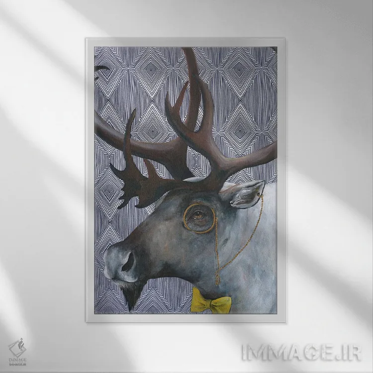 تابلو مدرن آقای گوزن شمالی اثر کندون کریشنز - نمای قابدار سفید