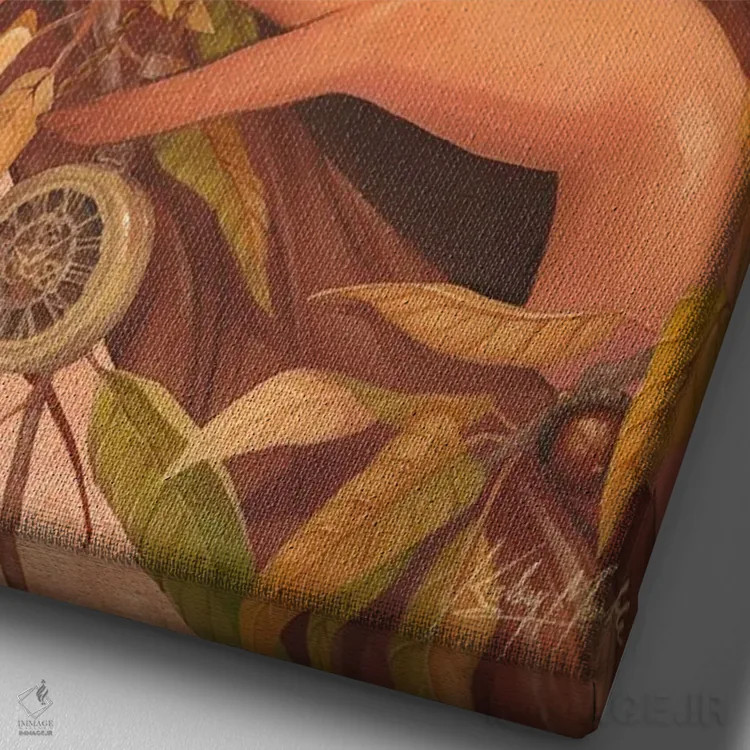 تابلو دکوراتیو آرامش اثر کلسی مرکل - نمای نزدیک بافت بوم