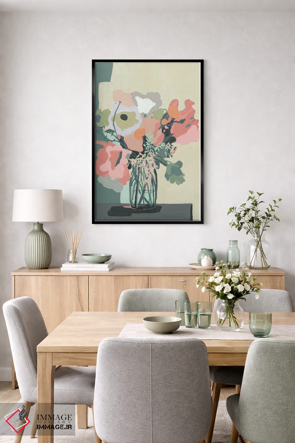 تابلو انتزاعی برش صورتی ملایم اثر کندون کریشنز - D6B