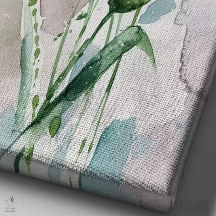 تابلو دکوراتیو خوشی سبز ۱ اثر کتی مورتون استنیون - نمای نزدیک بافت بوم
