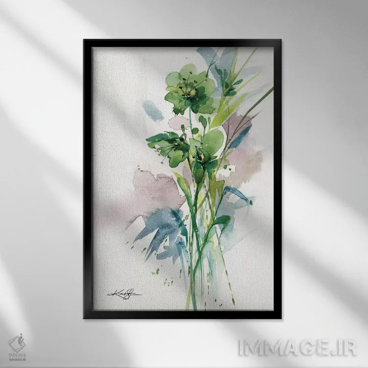 تابلو دکوراتیو سرخوشی سبز دوم اثر کتی مورتون استنیون - نمای قابدار مشکی