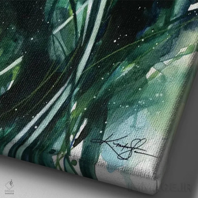 تابلو دکوراتیو سرخوشی سبز سوم اثر کتی مورتون استنیون - نمای نزدیک بافت بوم