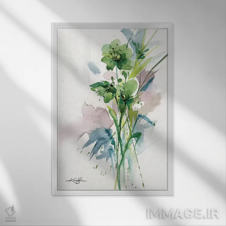 تابلو دکوراتیو سرخوشی سبز دوم اثر کتی مورتون استنیون - نمای قابدار سفید