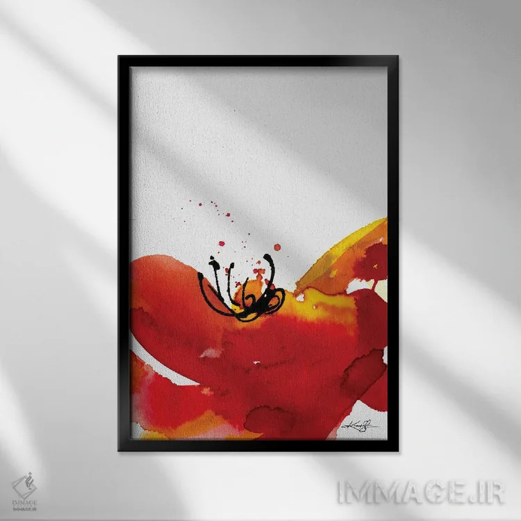تابلو انتزاعی گل روح چهل وششم اثر کتی مورتون استنیون - نمای قابدار مشکی