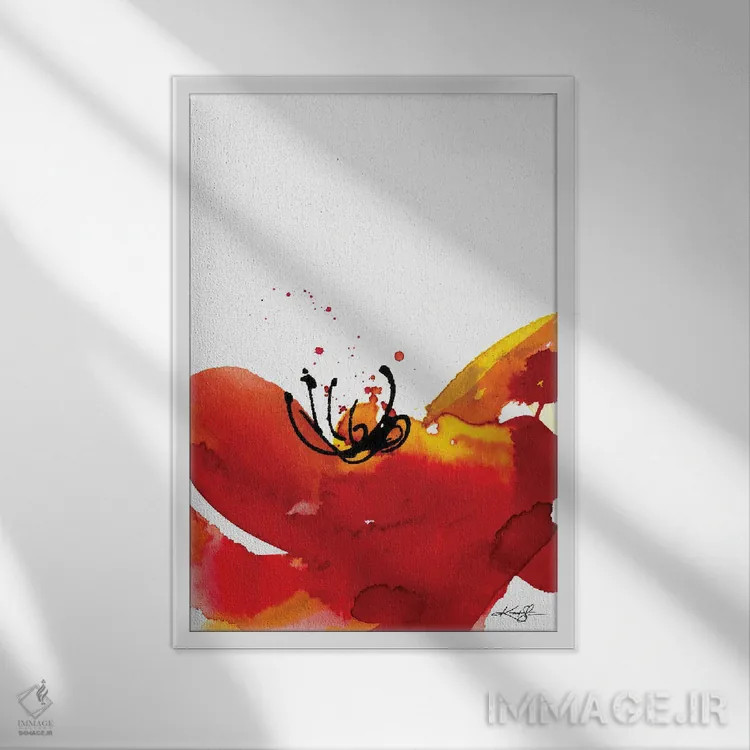 تابلو انتزاعی گل روح چهل وششم اثر کتی مورتون استنیون - نمای قابدار سفید