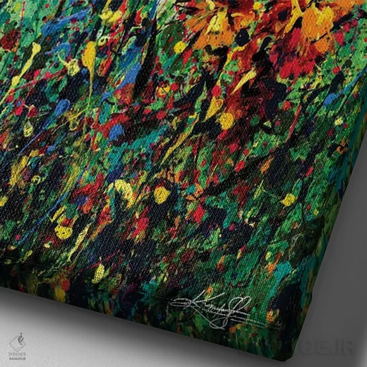 تابلو انتزاعی رویای گل ها چهارم اثر کتی مورتون استنیون - نمای نزدیک بافت بوم