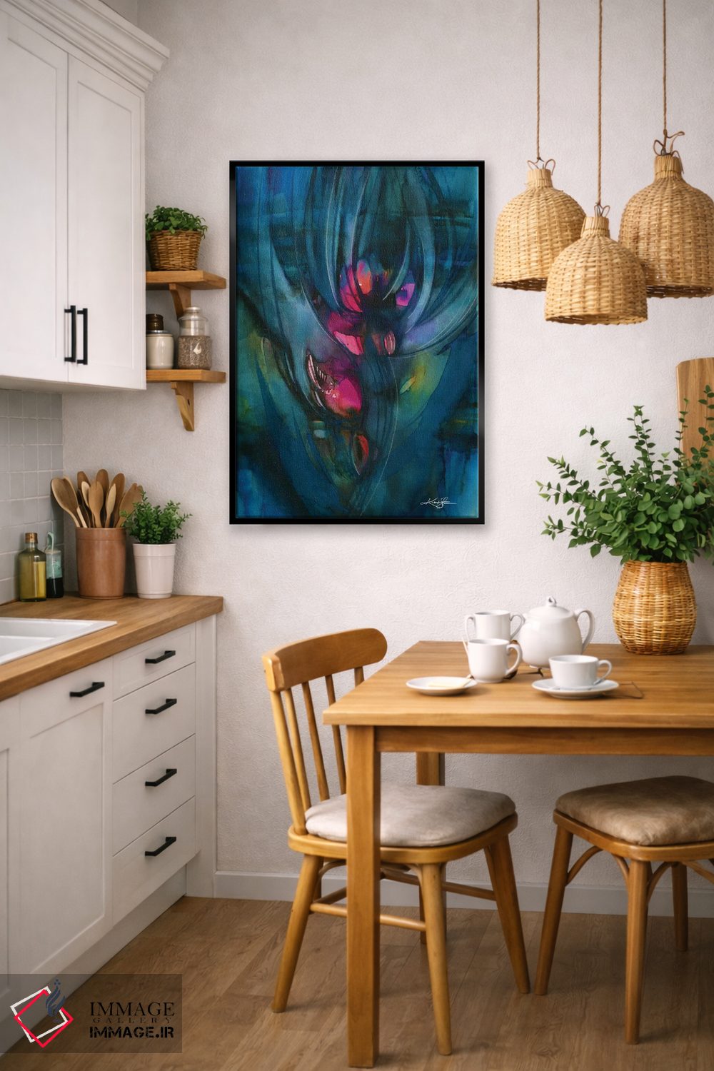 تابلو انتزاعی شکوفه مرموز اثر کتی مورتون استنیون - D6B