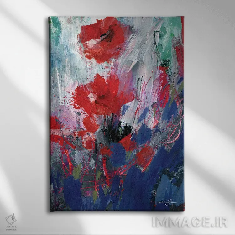 تابلو انتزاعی گل های انتزاعی LXIX اثر کتی مورتون استنیون - نمای روبهرو روی دیوار
