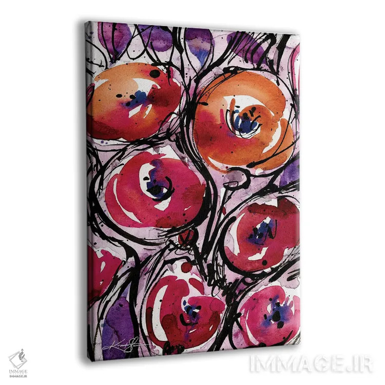 تابلو انتزاعی عشق شقایق اثر کتی مورتون استنیون - نمای پرسپکتیو محصول