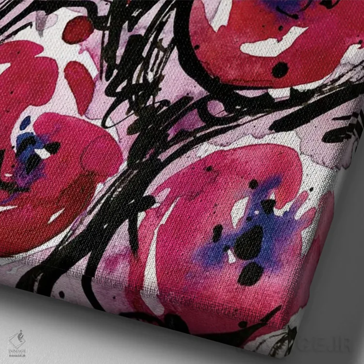 تابلو انتزاعی عشق شقایق اثر کتی مورتون استنیون - نمای نزدیک بافت بوم