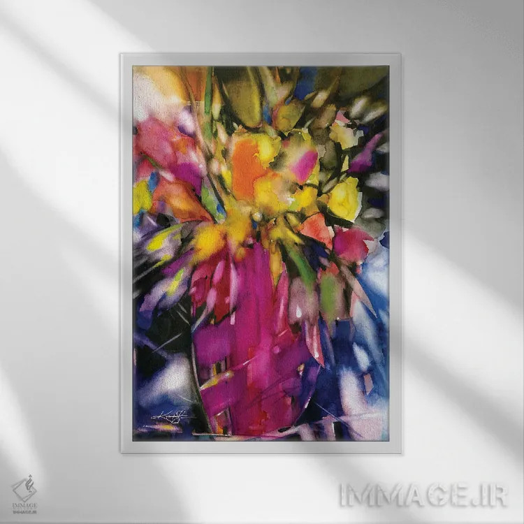 تابلو دکوراتیو شکوفه های لطیف اثر کتی مورتون استنیون - نمای قابدار سفید