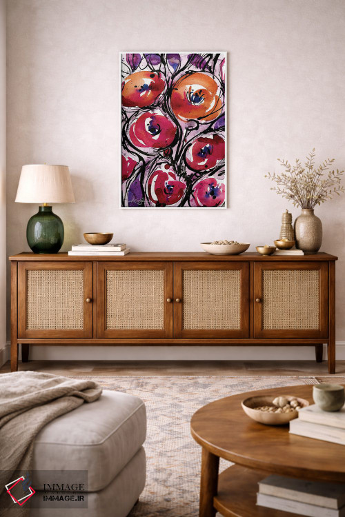 تابلو انتزاعی عشق شقایق اثر کتی مورتون استنیون - D1W