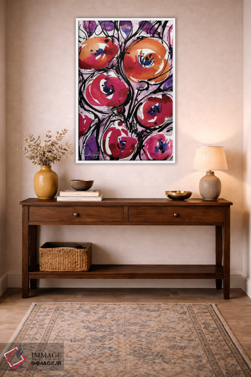 تابلو انتزاعی عشق شقایق اثر کتی مورتون استنیون - D2W