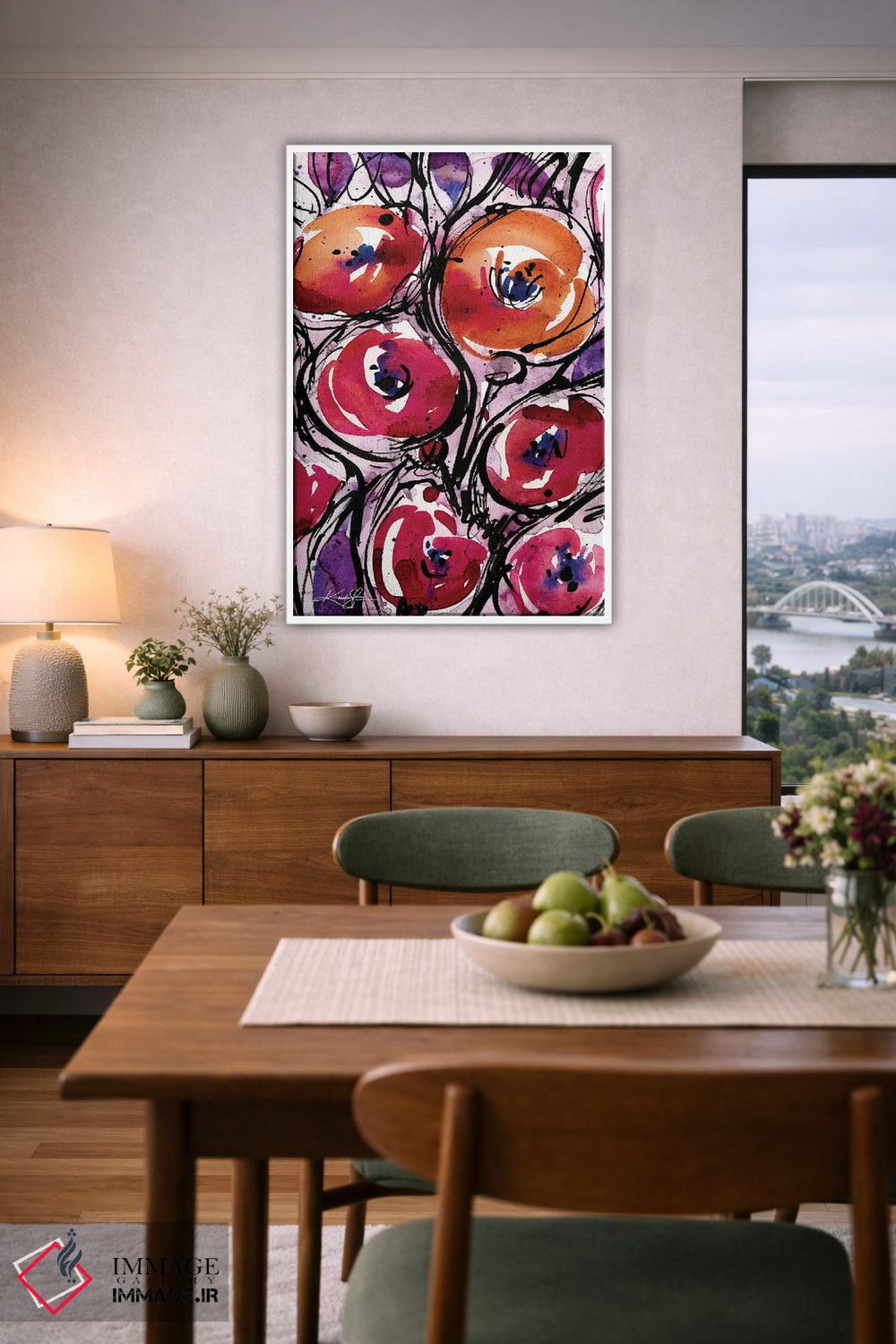 تابلو انتزاعی عشق شقایق اثر کتی مورتون استنیون - D4W