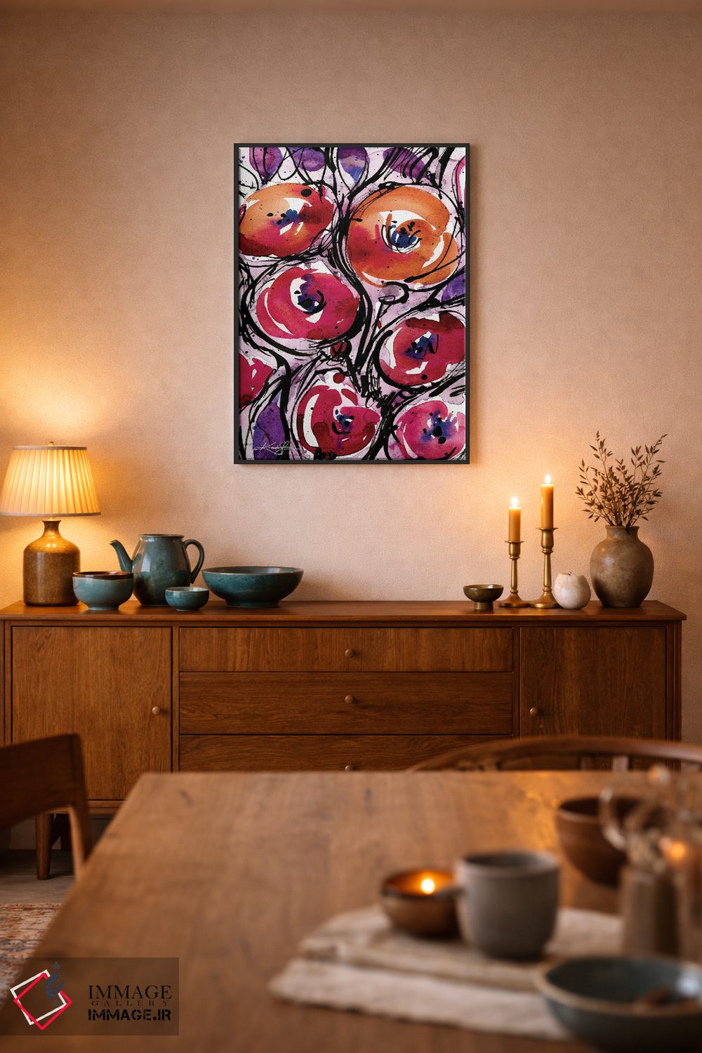 تابلو انتزاعی عشق شقایق اثر کتی مورتون استنیون - D5B