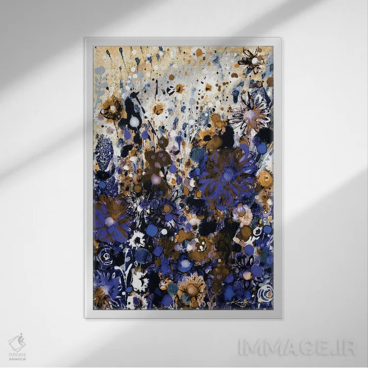 تابلو انتزاعی چمنزار شادی اول-چهارم اثر کتی مورتون استنیون - نمای قابدار سفید