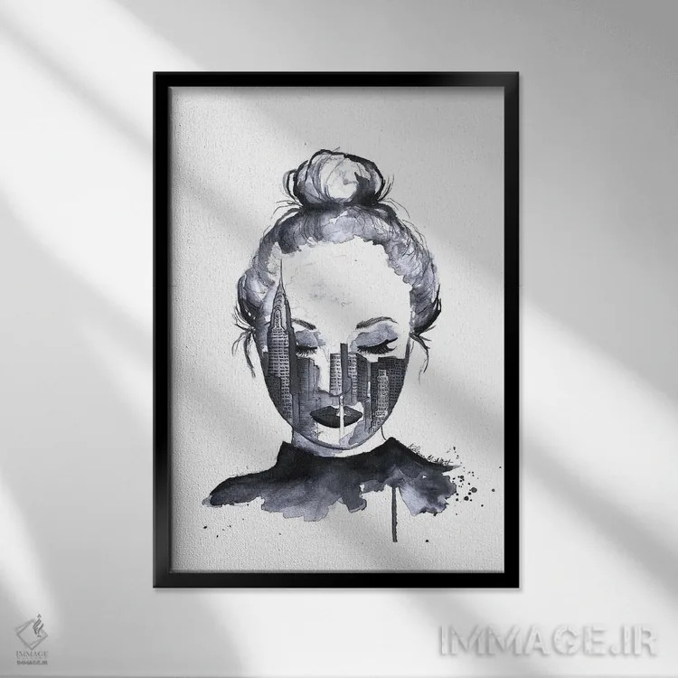 تابلو مدرن حال و هوای نیویورک اثر کلسی مک نت - نمای قابدار مشکی