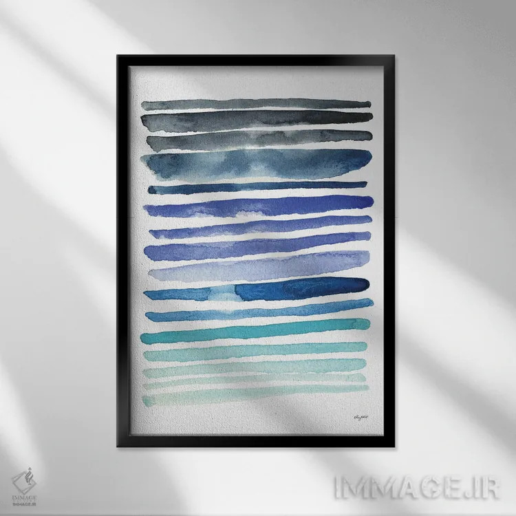 تابلو مینیمال انتزاعی آبی دوم اثر کلسی مک نت - نمای قابدار مشکی