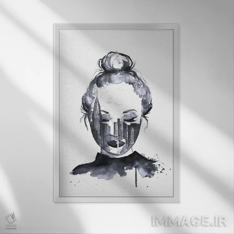 تابلو مدرن حال و هوای نیویورک اثر کلسی مک نت - نمای قابدار سفید