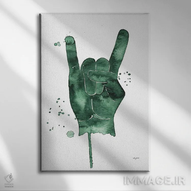 تابلو دکوراتیو علامت راک اثر کلسی مک نت - نمای روبهرو روی دیوار