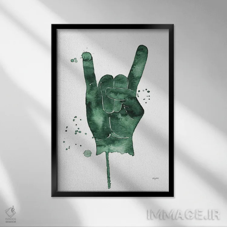 تابلو دکوراتیو علامت راک اثر کلسی مک نت - نمای قابدار مشکی