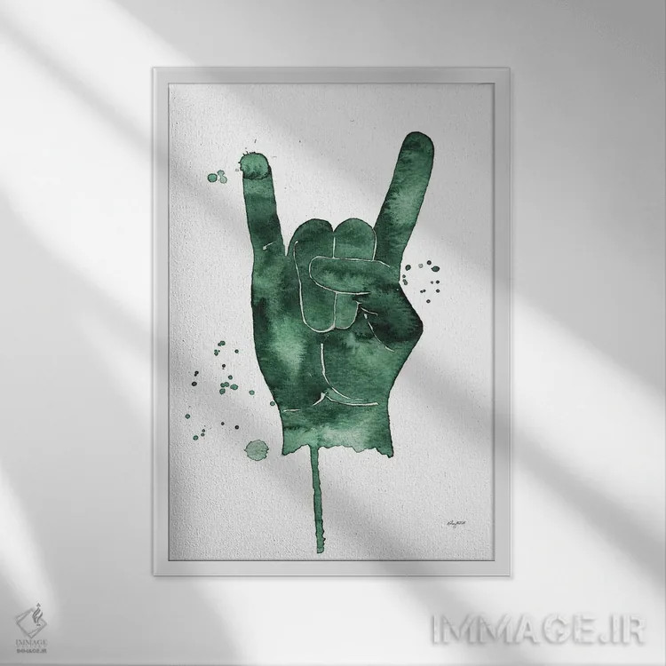 تابلو دکوراتیو علامت راک اثر کلسی مک نت - نمای قابدار سفید