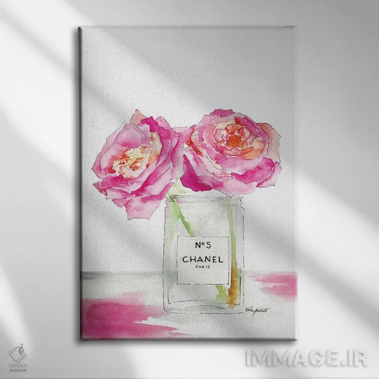 تابلو دکوراتیو گل های صدتومانی و عطر اثر کلسی مک نت - نمای روبهرو روی دیوار