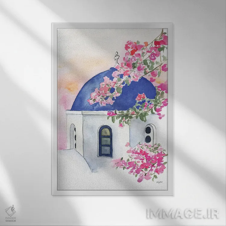 تابلو دکوراتیو سانتورینی اثر کلسی مک نت - نمای قابدار سفید
