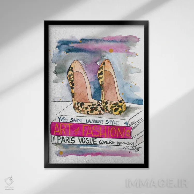 تابلو دکوراتیو پاشنه پلنگی اثر کلسی مک نت - نمای قابدار مشکی