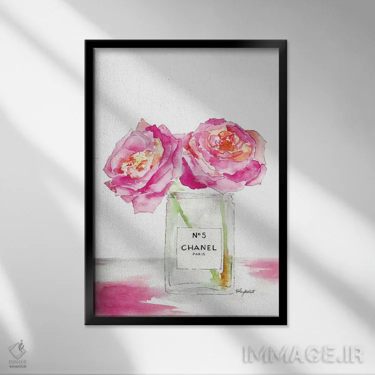 تابلو دکوراتیو گل های صدتومانی و عطر اثر کلسی مک نت - نمای قابدار مشکی