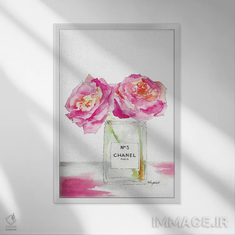 تابلو دکوراتیو گل های صدتومانی و عطر اثر کلسی مک نت - نمای قابدار سفید