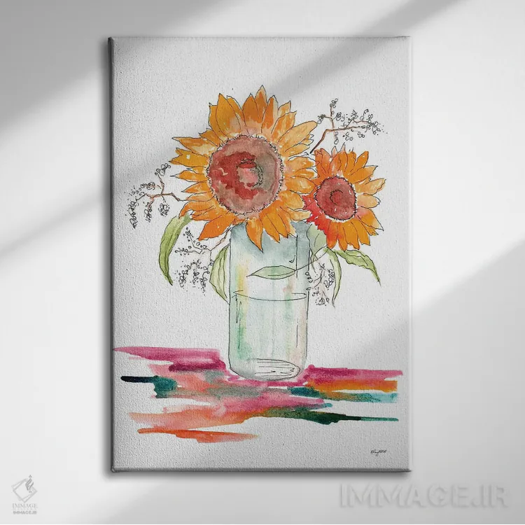 تابلو دکوراتیو گل آفتابگردان اثر کلسی مک نت - نمای روبهرو روی دیوار