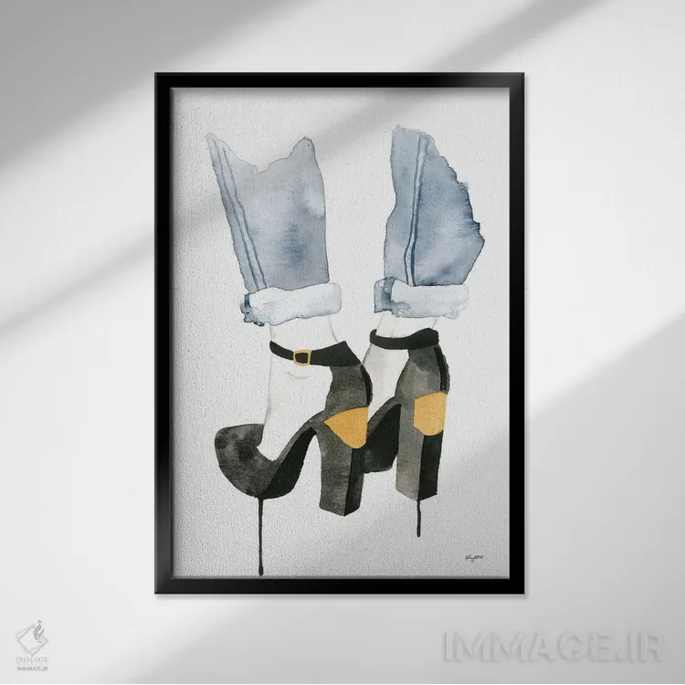 تابلو دکوراتیو پاشنه صفحه دار اثر کلسی مک نت - نمای قابدار مشکی