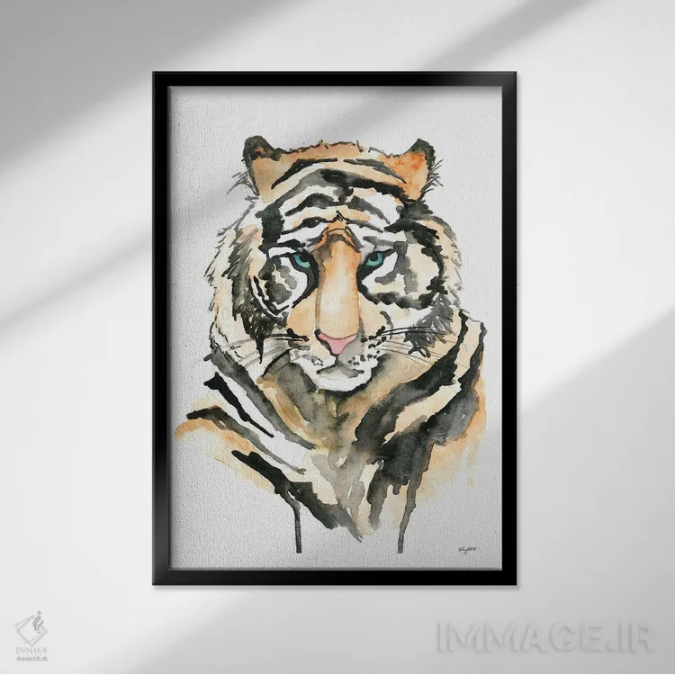 تابلو دکوراتیو ببر اثر کلسی مک نت - نمای قابدار مشکی