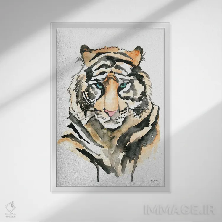 تابلو دکوراتیو ببر اثر کلسی مک نت - نمای قابدار سفید