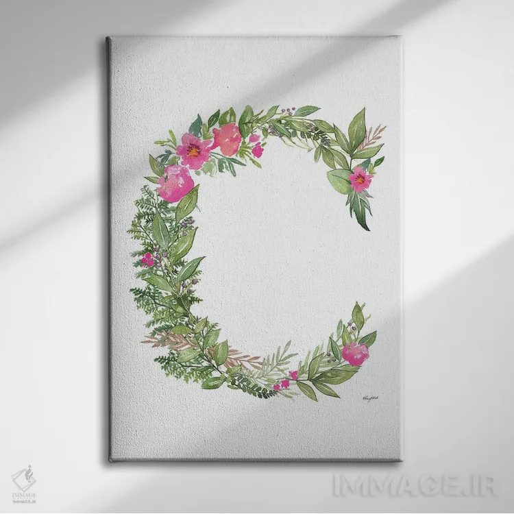 تابلو دکوراتیو حرف C گیاهی اثر کلسی مک نت - نمای روبهرو روی دیوار