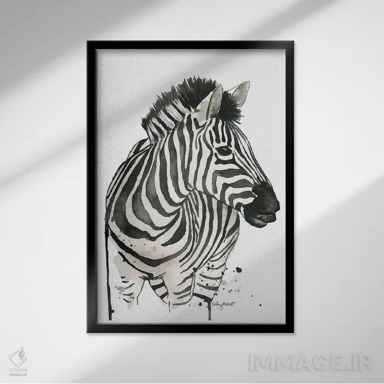 تابلو دکوراتیو گورخر اثر کلسی مک نت - نمای قابدار مشکی