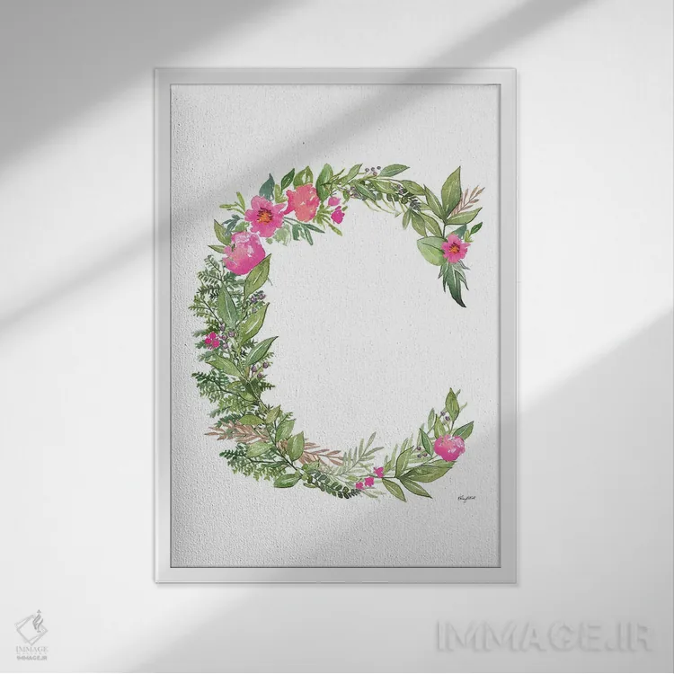 تابلو دکوراتیو حرف C گیاهی اثر کلسی مک نت - نمای قابدار سفید