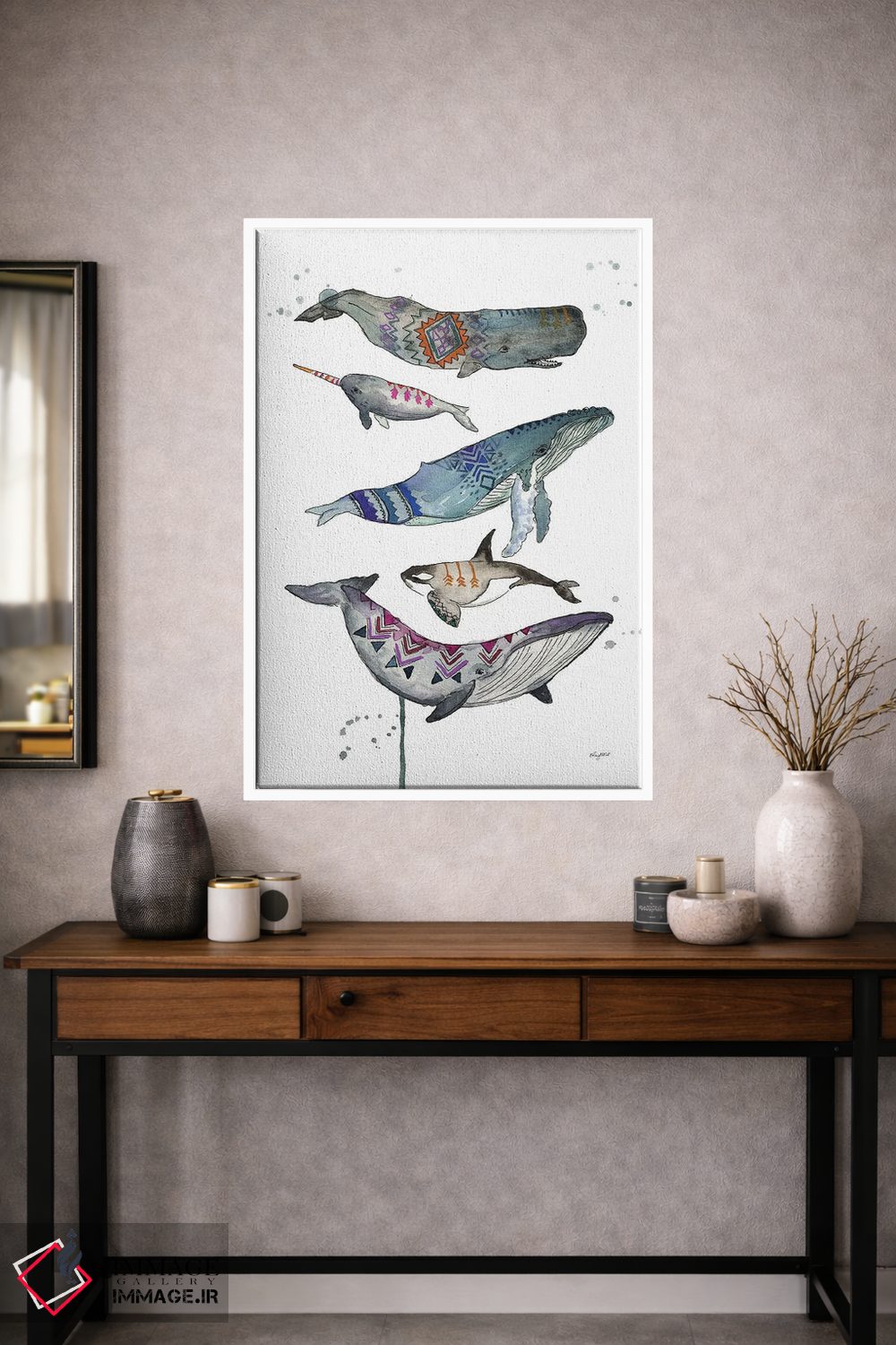 تابلو دکوراتیو نهنگ های قبیله ای اثر کلسی مک نت - D1W