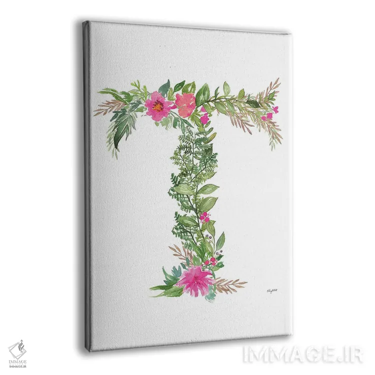 تابلو دکوراتیو حرف T گیاهی اثر کلسی مک نت - نمای پرسپکتیو محصول