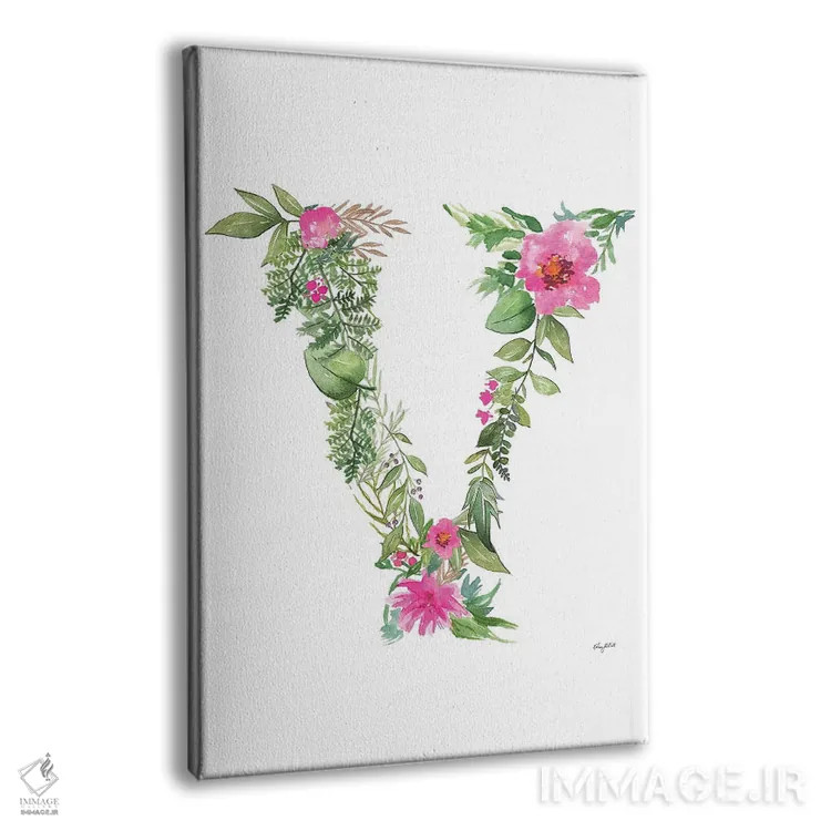 تابلو دکوراتیو حرف V گیاهی اثر کلسی مک نت - نمای پرسپکتیو محصول