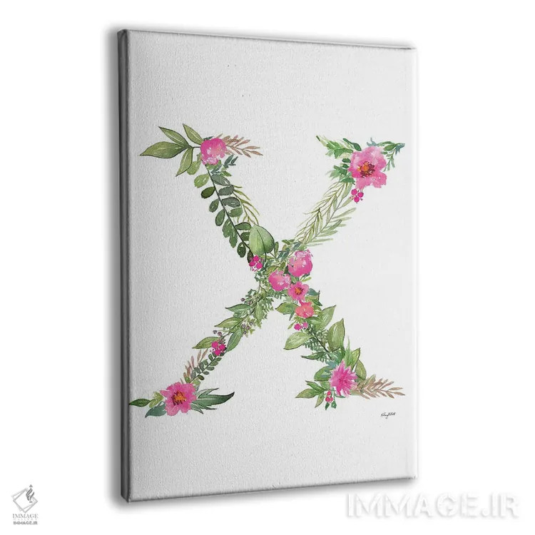 تابلو دکوراتیو حرف X گیاهی اثر کلسی مک نت - نمای پرسپکتیو محصول