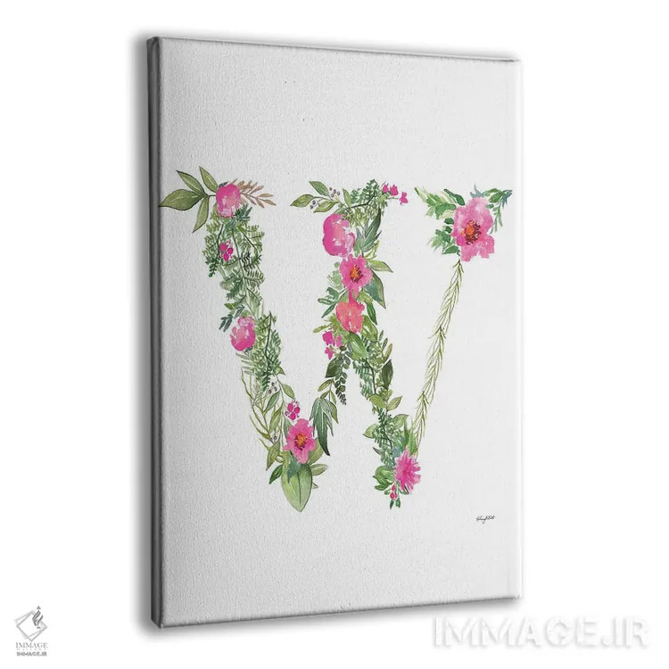 تابلو دکوراتیو حرف W گیاهی اثر کلسی مک نت - نمای پرسپکتیو محصول