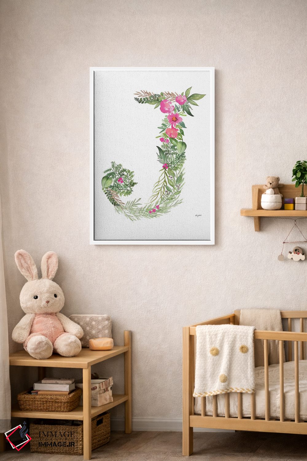 تابلو دکوراتیو حرف J گیاهی اثر کلسی مک نت - D4W