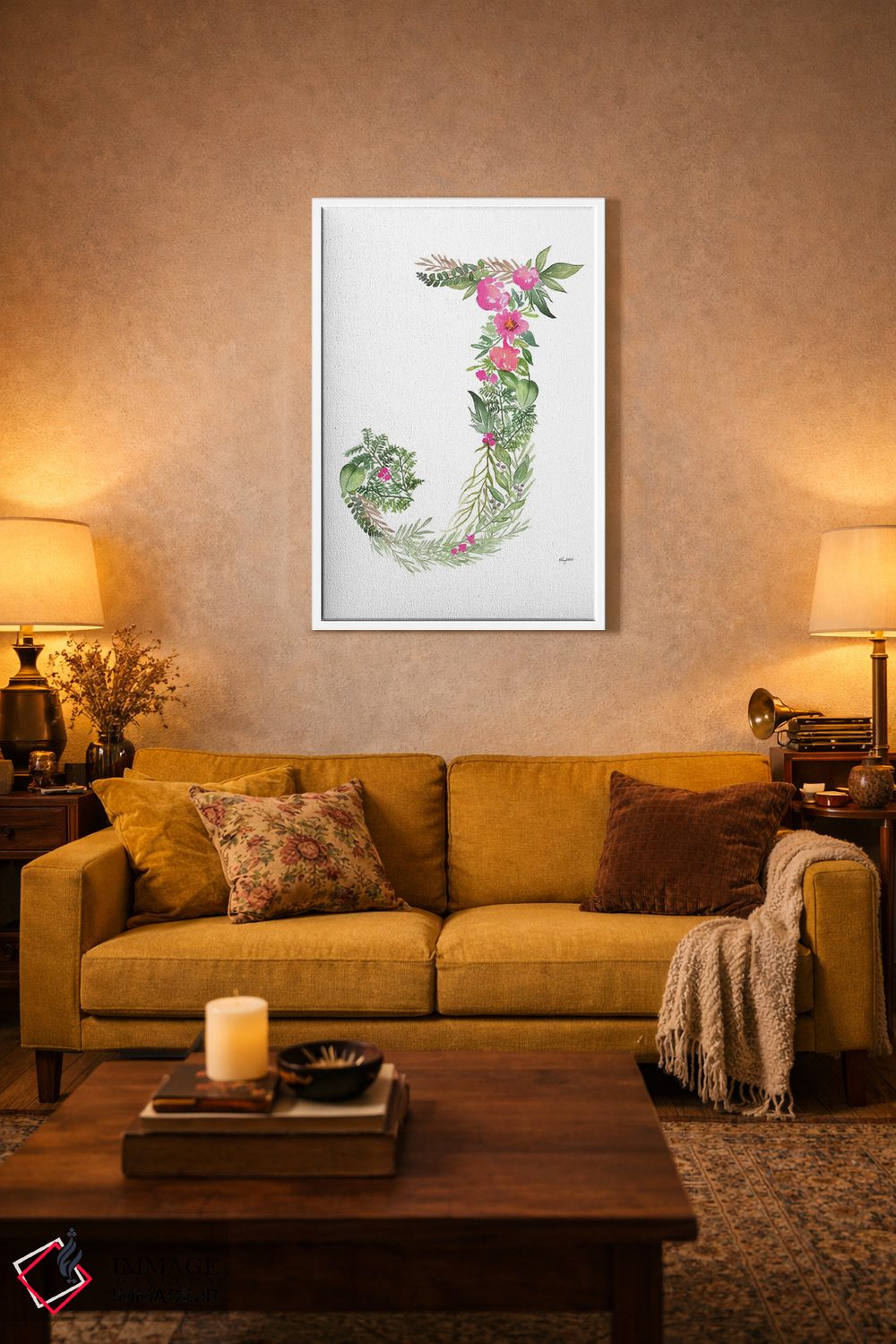 تابلو دکوراتیو حرف J گیاهی اثر کلسی مک نت - D5W